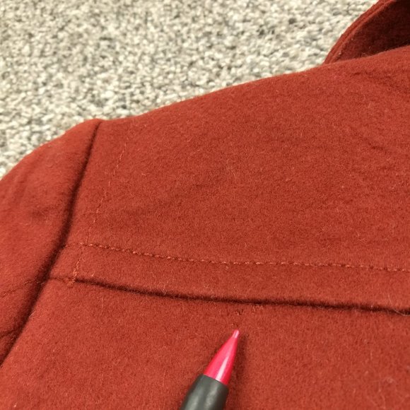 J Crew Pea Coat Wool Nello Gori Double Breasted Rust Henna Red Sz P2 Petite 2 - Picture 10 of 13